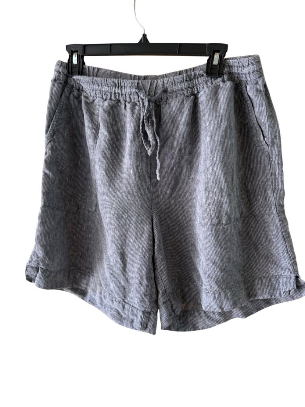 Poetry Womens Striped Pull on Relaxed Shorts Size US 10 Blue Linen Pocket Casual